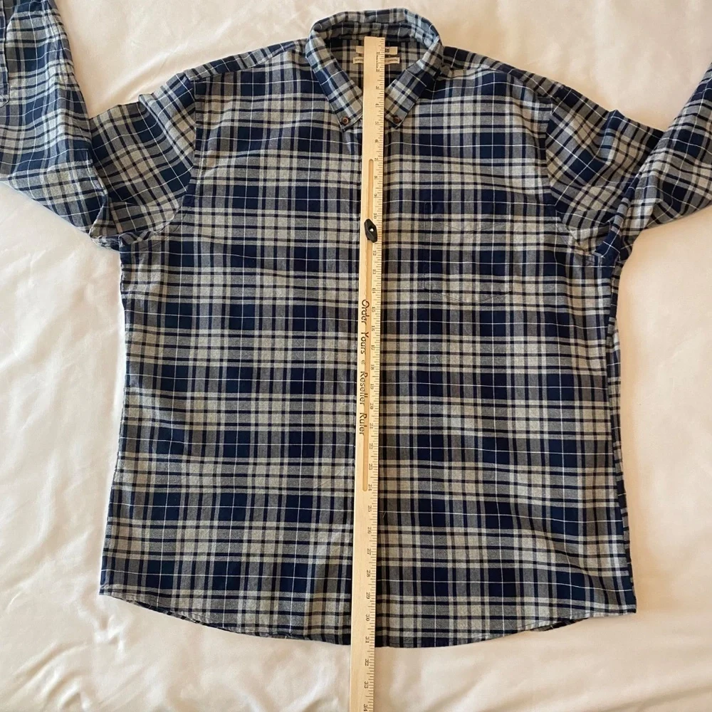Goodthreads Long Sleeve Button Down Shirt Plaid Blue‎ Grey Size XXL